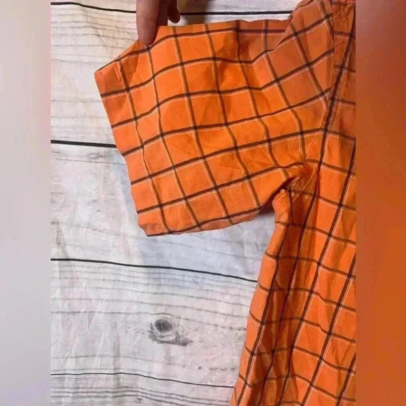 Tommy Hilfiger Orange Plaid Short Sleeve Polo Button Up - Picture 3 of 7